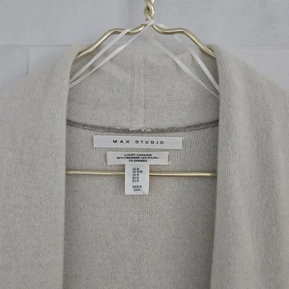 Max Studio Luxury Cashmere Double Face Open Front Long Cardigan Sweater Jacket M - Picture 5 of 8